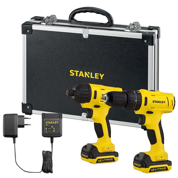 KIT PARAFUSADEIRA / FURADEIRA DE IMPACTO 3/8 12V SCHI121S2FK COM MALETA STANLEY
