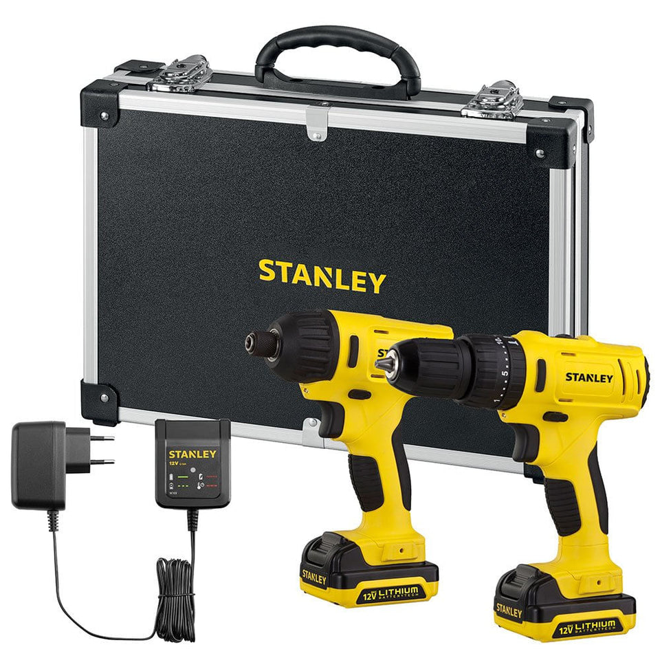 KIT PARAFUSADEIRA / FURADEIRA DE IMPACTO 3/8 12V SCHI121S2FK COM MALETA STANLEY