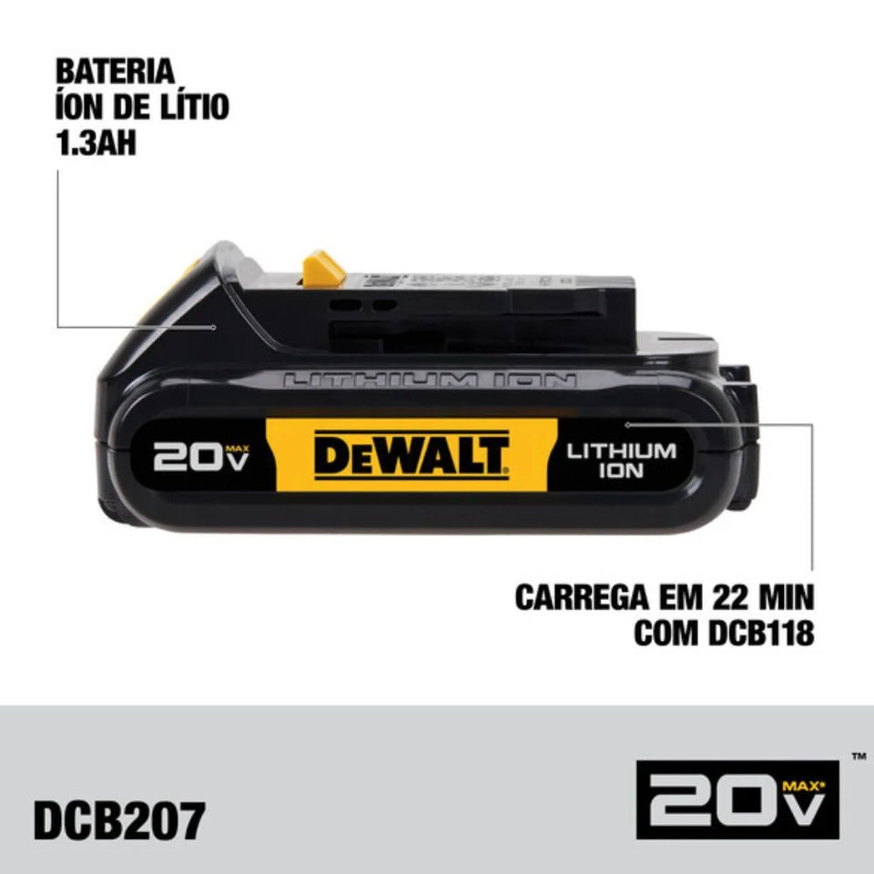 BATERIA DE ÍON DE LÍTIO 20V MAX 1.3AH COMPACT DCB207-B3 DEWALT