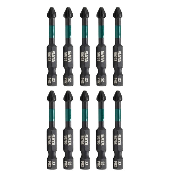 JOGO DE BITS DE IMPACTO N2 X 50MM COM 10 PEÇAS ST59703 SATA