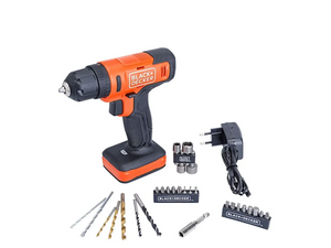 KIT PARAFUSADEIRAFURADEIRA DE IMPCTO 3/8" 12V MAX BCD712VHDK-BR COM 28 ACESSÓRIOSBLACK & DECKER