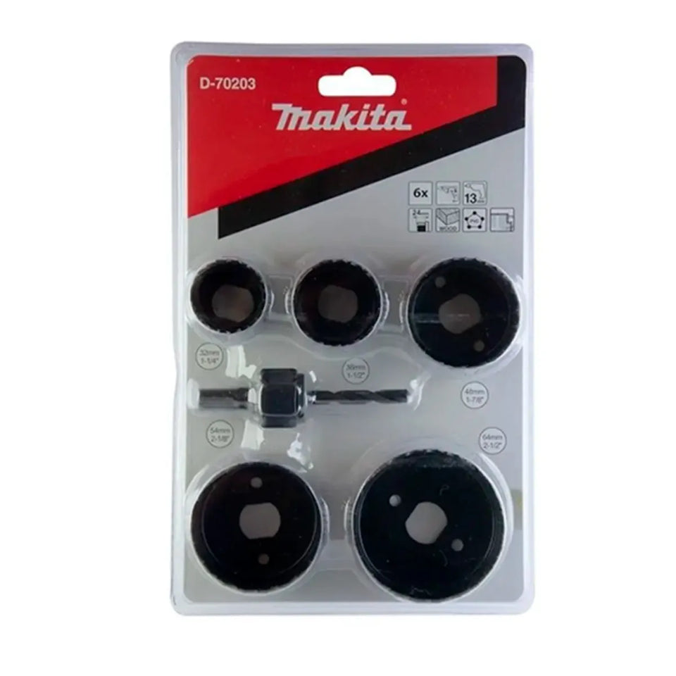 CONJUNTO DE SERRAS COPO AÇO DE CARBONO 6 PEÇAS D-70203 MAKITA