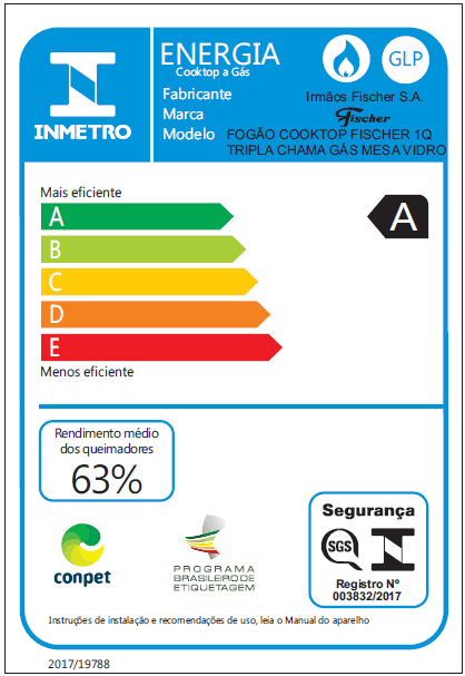 FOGÃO COOKTOP 1Q TC GÁS MESA VIDRO 7727(11478) BIVOLT FISCHER