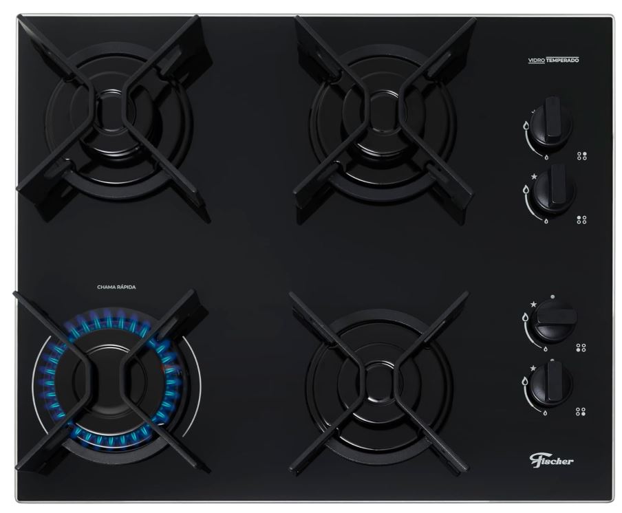 FOGÃO COOKTOP FISCHER 4Q FIT LINE VIDRO PRETO BIVOLT 36310.102671