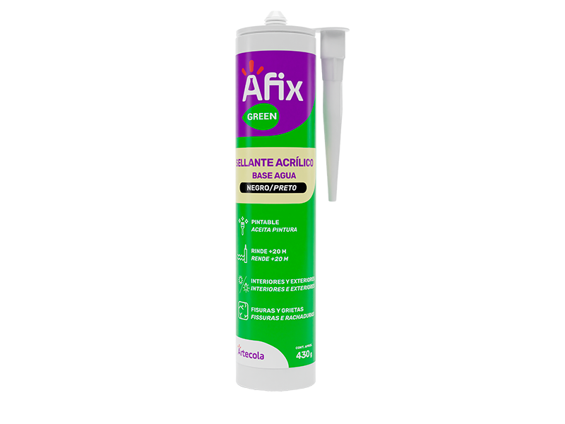 SILICONE ACRÍLICO BASE DE ÁGUA PRETO 430G AFIX
