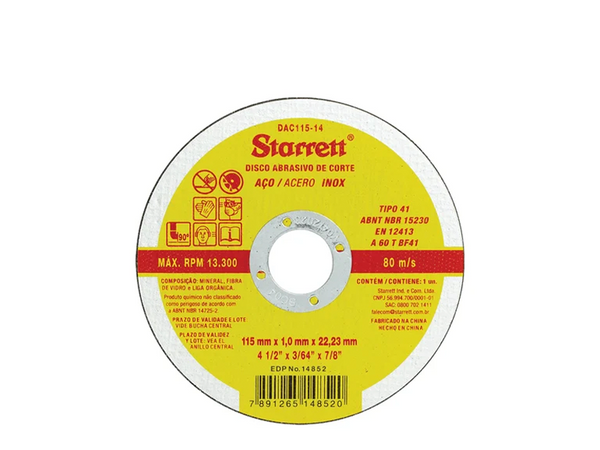 DISCO DE CORTE 115X1MM DAC115-14 STARRETT