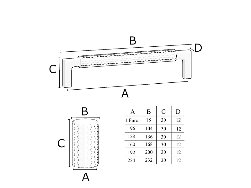 PUXADOR ZIGRINATO IL1780 GRAFITE ESCOVADO 160MM ITALY LINE