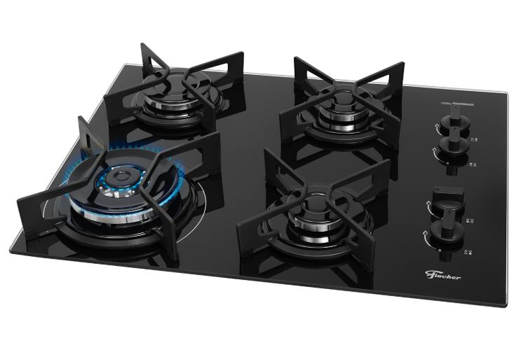 FOGÃO COOKTOP FICHER 4Q TRIPLA CHAMA FIT LINE TREMPE IRON 36330.102673
