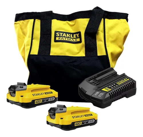 KIT 2 BATERIAS+CARREGADOR+BOLSA 20V SCB222CK-BR STANLEY