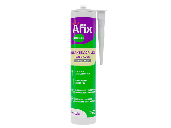 SILICONE SELANTE ACRÍLICO BASE DE ÁGUA GRIS/CINZA 430G AFIX