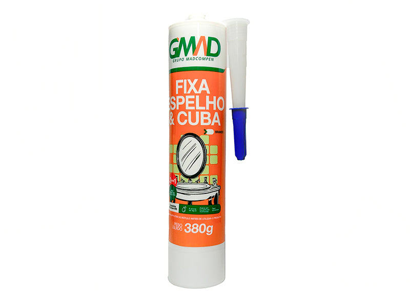 SILICONE FIXA ESPELHO/CUBA 380G BRANCO GMAD