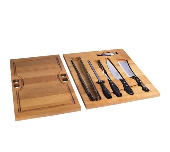 DIVISOR DE MADEIRA COM UTENSÍLIOS PARA CHURRASCO 715X470MM 511-70 CANGO