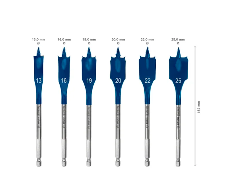 JOGO DE BROCAS CHATAS PARA MADEIRA 6PC 13 A 25MM COM 6 PEÇAS 2608900333 BOSCH