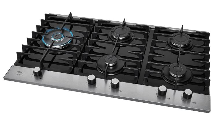 FOGÃO COOKTOP FISCHER 5Q TRIPLA CHAMA PLATINIUM TEMPRE DE FERROI MESA DE VIDRO PRETO BIVOLT 33810.92122