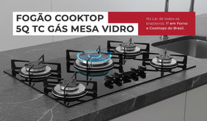 FOGÃO COOKTOP 5Q TC GÁS MESA VIDRO 1743(5733) BIVOLT FISCHER