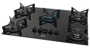 FOGÃO COOKTOP FISCHER 5Q FIT LINE TREMPE IRON GÁS PRETO BIVOLT 36325.102672