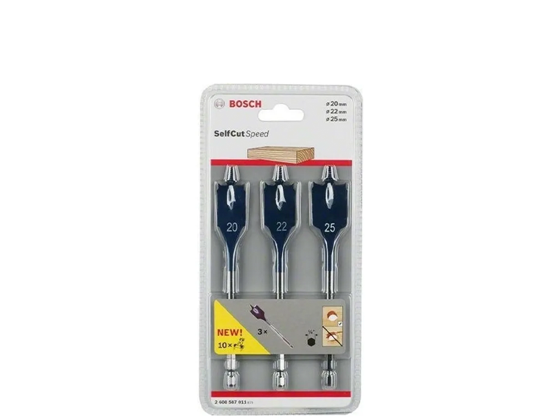 JOGO DE BROCAS CHATAS SELF CUT PARA MADEIRA 20/22/25MM COM 3 PEÇAS 2608587011 BOSCH