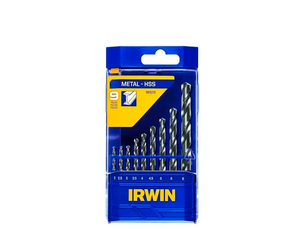 JOGO DE BROCAS HP HSS ANSI 2MM A 8MM COM 9 PEÇAS 1865310 IRWIN