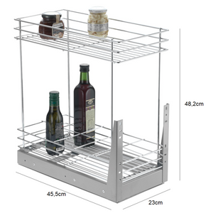 PORTA GARRAFA DUPLO COM BLINDAGEM 230X482X455MM 2054 CROMADO SCHMITT