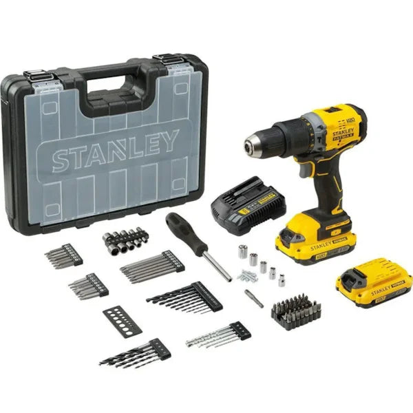 KIT FURADEIRA/PARAFUSADEIRA 1/2" 20V SBD715D2KA-BR COM 100 PEÇAS STANLEY