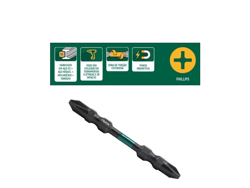 JOGO DE BITS DE IMPACTO PHILLIPS 3" 110MM COM 10 PEÇAS ST59813 SATA