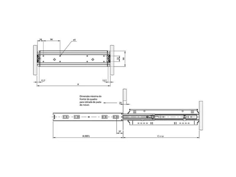 QUADRO PARA PASTA SUSPENSA QPS 1000 KIT 7 710X141 35KG FGV