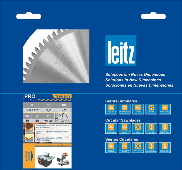 DISCO DE SERRA PARA MDF 300X30X96D 762006429 NEGATIVO LEITZ