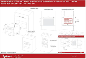 FORNO MICRO-ONDAS DE EMBUTIR PLATINIUM GRILL 35LT INOX 220V 17411-18916