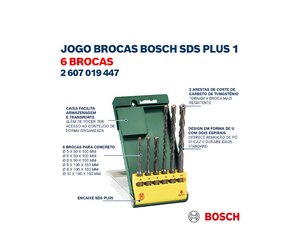 JOGO DE BROCAS SDS PLUS 5MM A 10MM COM 6 PEÇAS 2607019447 BOSCH