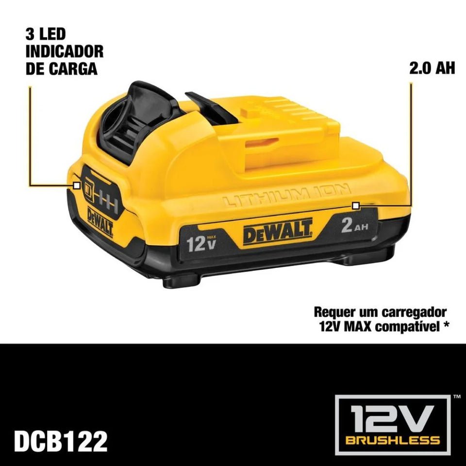 BATERIA 12V DE ÍON DE LÍTIO LI-ÍON 2AH DCB122 DEWALT