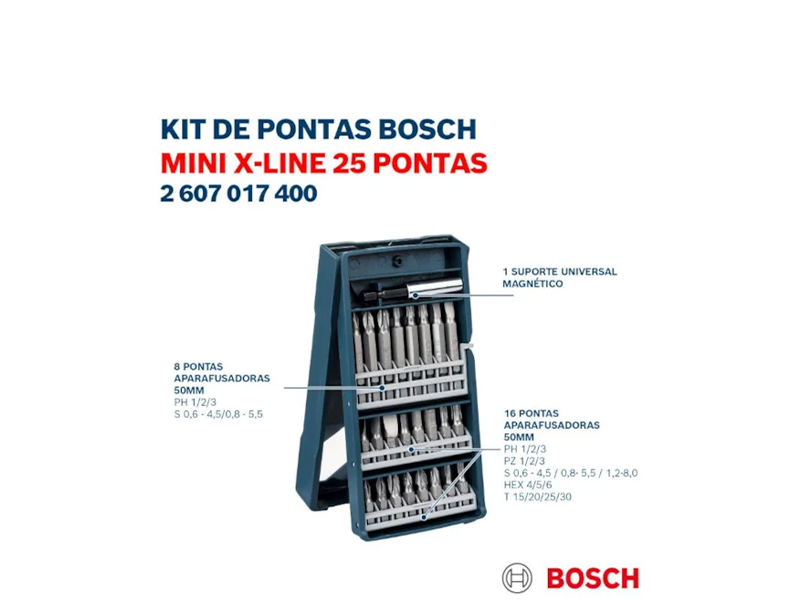 KIT DE PONTAS PARA PARAFUSAR X-LINE COM 25 PEÇAS 2607017400000 BOSCH