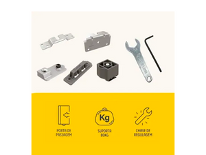 KIT COMBO SOFT 80KG COM 01 AMORTECEDOR + JP700V SIMPLES + TRILHO DE 2,00MTS - 1 PORTA JOELINI