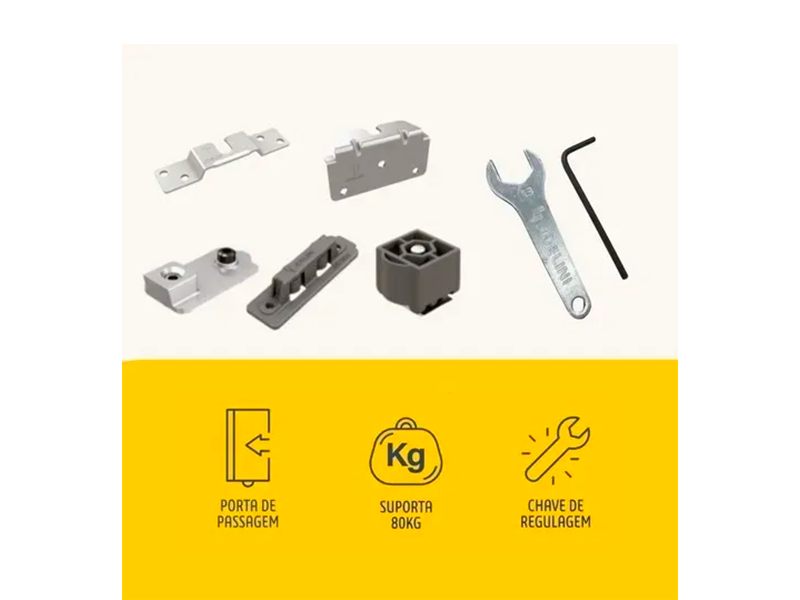 KIT COMBO SOFT 80KG COM 01 AMORTECEDOR + JP700V SIMPLES + TRILHO DE 2,00MTS - 1 PORTA JOELINI