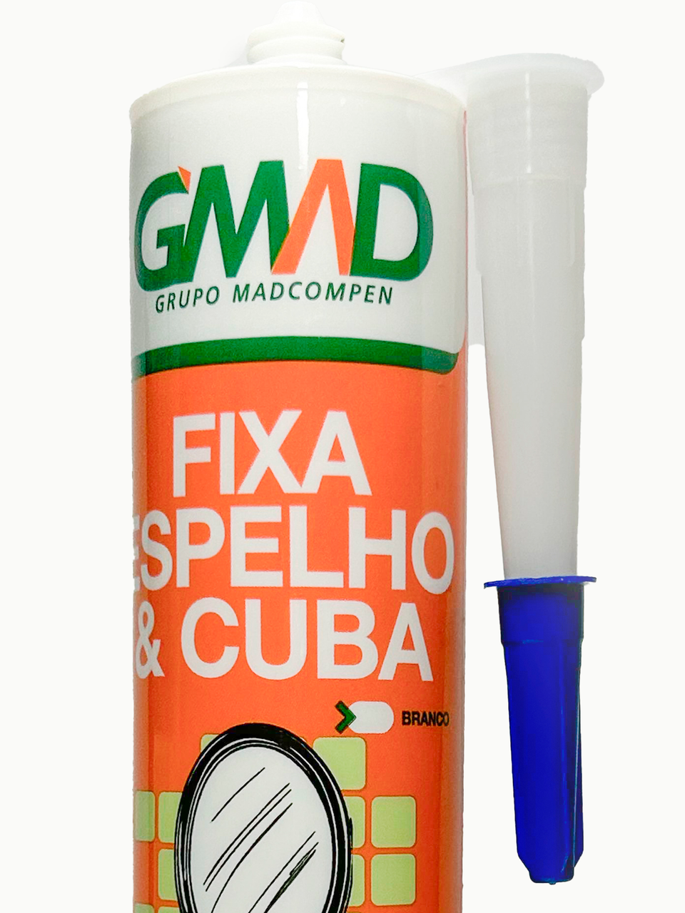 SILICONE FIXA ESPELHO/CUBA 380G BRANCO GMAD