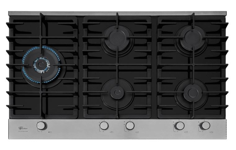FOGÃO COOKTOP FISCHER 5Q TRIPLA CHAMA PLATINIUM TEMPRE DE FERROI MESA DE VIDRO PRETO BIVOLT 33810.92122