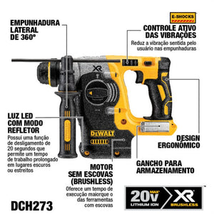 MARTELOMPERFURADOR ROMPEDOR BRUSHLESS SDS PLUS 20V DCH273B DEWALT