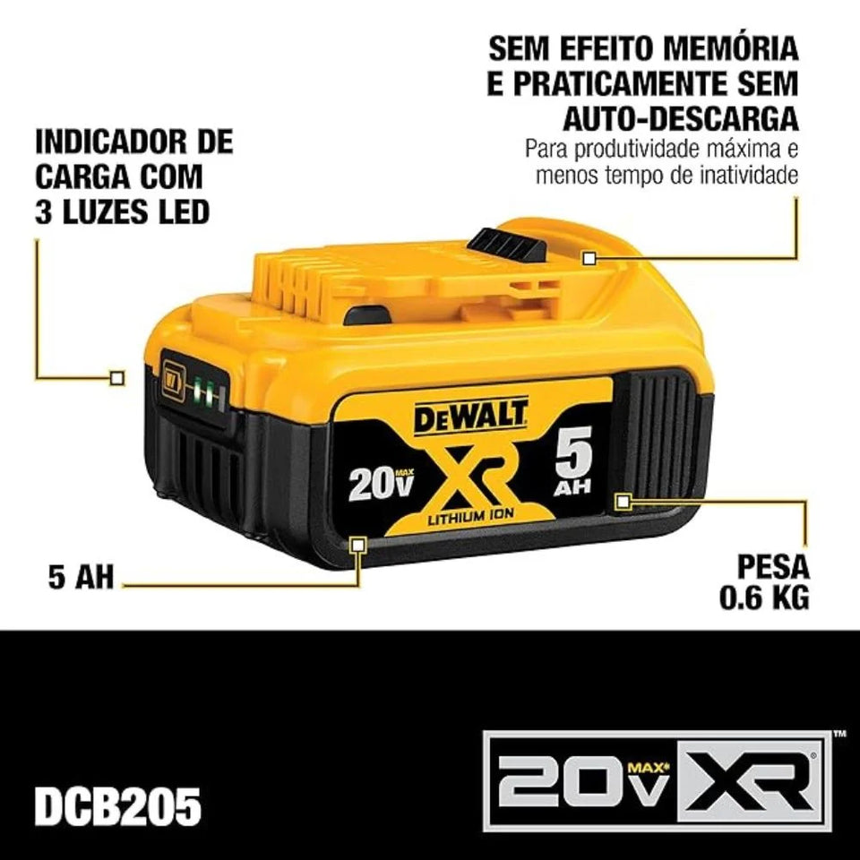 KIT 2 BATERIAS+CARREGADOR+BOLSA 20V DCB205C2K DEWALT