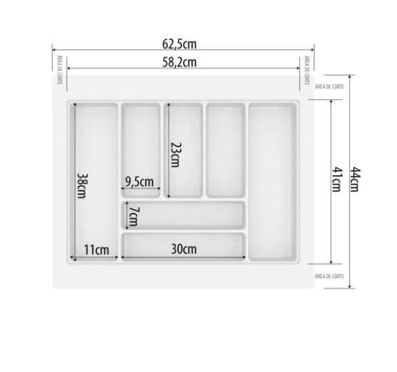 DIVISÃO DE TALHERES 625X440X50MM CINZA 0805-CZ CANGO