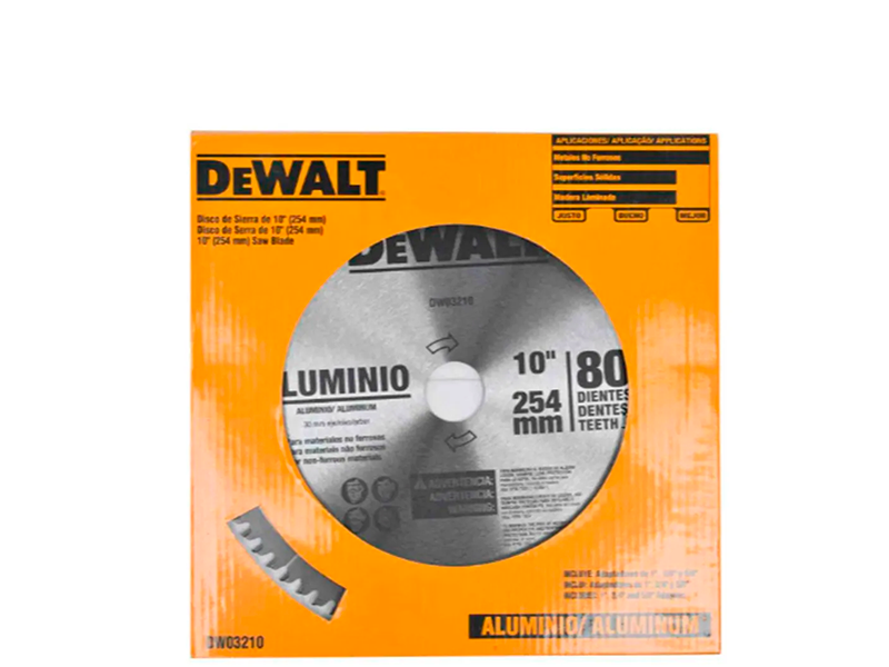 DISCO DE SERRA CIRCULAR 10" 80 DENTES ALUMÍNIO DWA03210 DEWALT