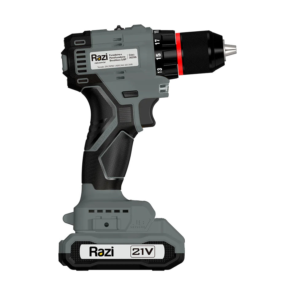 PARAFUSADEIRA/FURADEIRA A BATERIA 21V BRUSHLESS 30255 RAZI