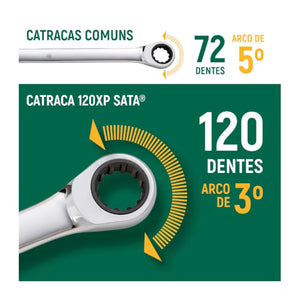 JOGO DE CHAVES COMBINADAS 8MM A 18MM COM CATRACA COM 7 PEÇAS ST08043U SATA