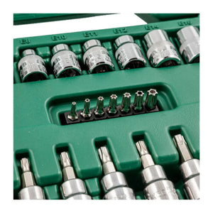 JOGO DE SOQUETES E CHAVES E-TORX DE 1/4" E 3/8" COM 35 PEÇAS ST09010SJ SATA