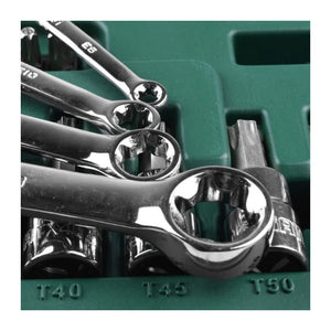 JOGO DE SOQUETES E CHAVES E-TORX DE 1/4" E 3/8" COM 35 PEÇAS ST09010SJ SATA