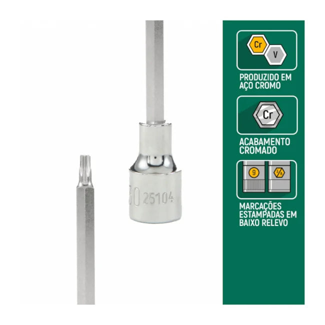 JOGO DE SOQUETES E CHAVES E-TORX DE 1/4" E 3/8" COM 35 PEÇAS ST09010SJ SATA