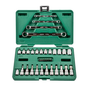 JOGO DE SOQUETES E CHAVES E-TORX DE 1/4" E 3/8" COM 35 PEÇAS ST09010SJ SATA