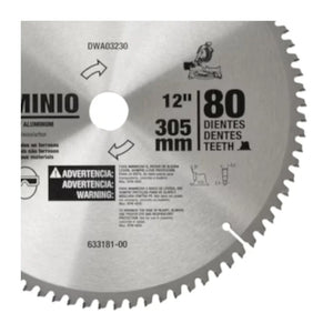 DISCO DE SERRA CIRCULAR 12" 305X30MM 80 DENTES PARA ALUMÍNIO DWA03230 DEWALT
