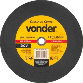 DISCO DE CORTE DCV 355X3,2X25,4MM GRÃO 30 1240140320 VONDER