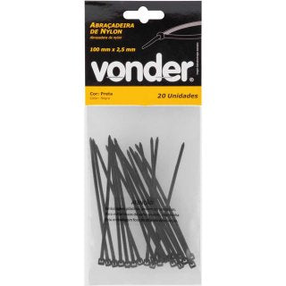 ABRAÇADEIRA DE NYLON PRETA 100X2,5 COM 20 PEÇAS 2815100021 VONDER