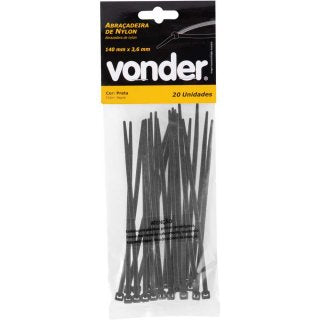 ABRAÇADEIRA DE NYLON PRETA 140X3,6 COM 20 PEÇAS 2815140021 VONDER