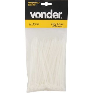 ABRAÇADEIRA DE NYLON BRANCO 140X3,6 COM 100 PEÇAS 2815140100 VONDER